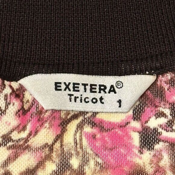 Exetera Abstract Print Mesh Shirt Cardigan Sz 1/US S Retro Y2K Twee Office-Siren - Picture 8 of 11